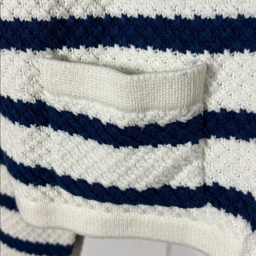 DRAPER JAMES RSVP Nautical stripe knit sweater button down size Large old money